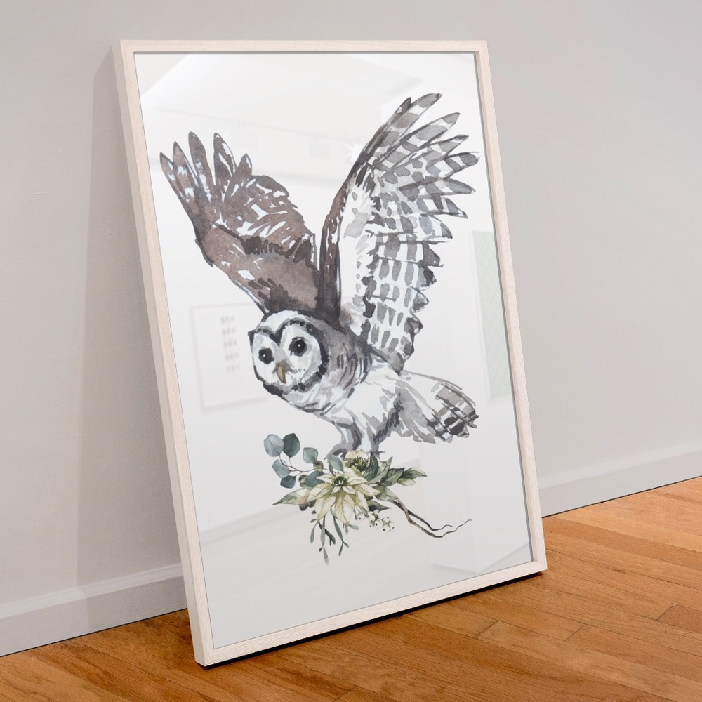 Owl Illustration Watercolor Wall Art Print Poster Portrait Unframed - Picture 4 of 10